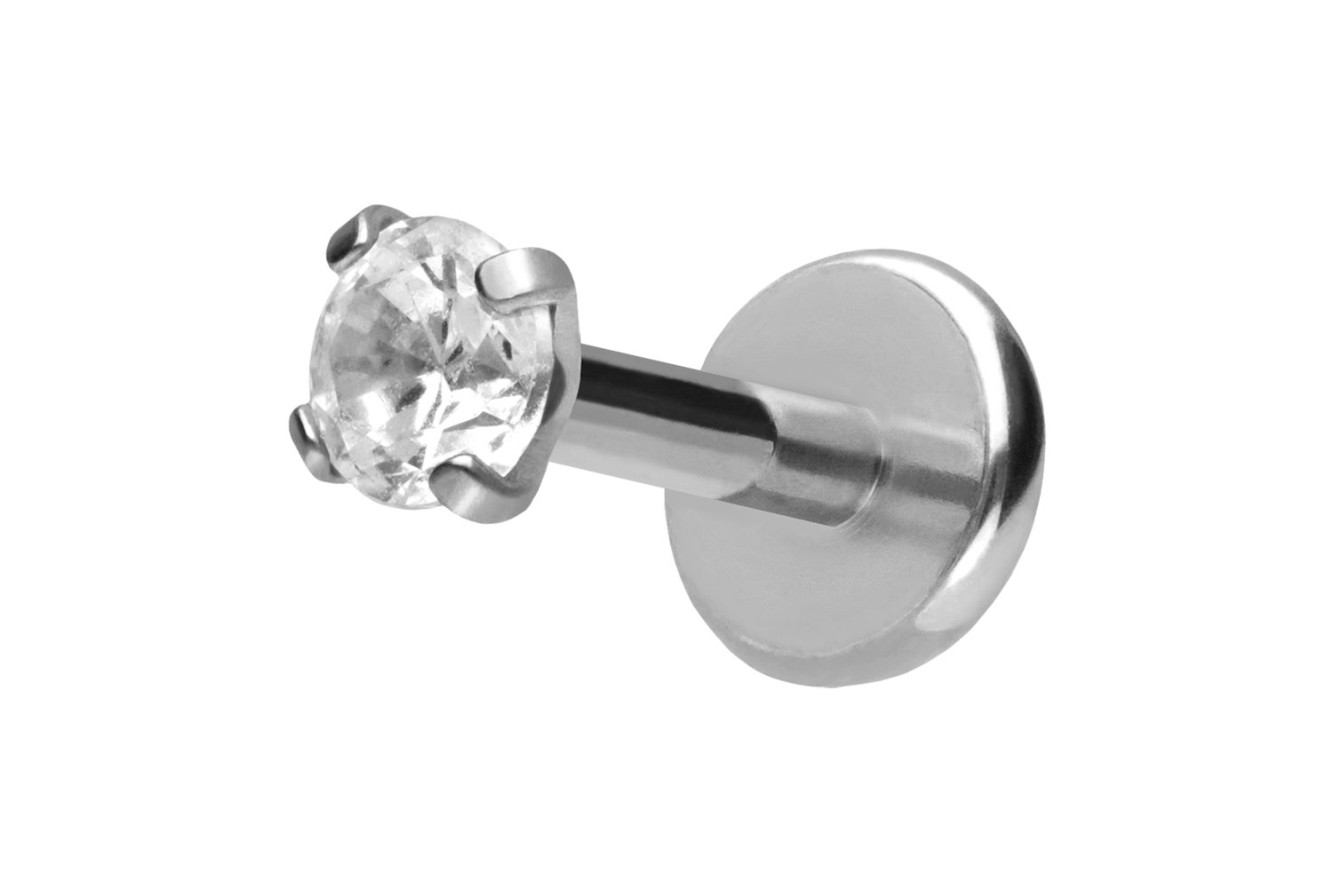 Titan Labret Piercing mit Push Fit EINGEFASSTER KRISTALL